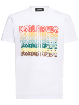 Dsquared2: Printed cotton jersey t-shirt - White - men_0 | Luisa Via Roma