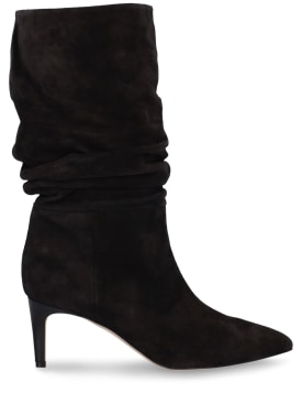 Paris Texas: 60mm Suede slouchy boots - Black - women_0 | Luisa Via Roma