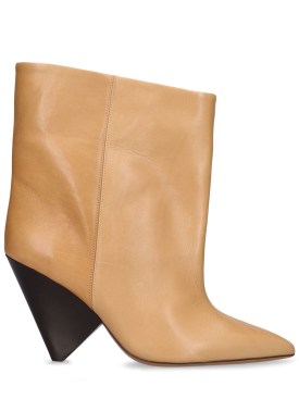 Isabel Marant: 90mm Miyako leather ankle boots - Tan - women_0 | Luisa Via Roma