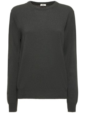 Annagreta: Lorenzo cashmere crewneck sweater - Grey - women_0 | Luisa Via Roma