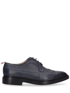 Thom Browne: Classic leather lace-up shoes - Navy - men_0 | Luisa Via Roma