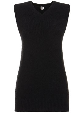 Toteme: Knit terry cotton blend vest - Black - women_0 | Luisa Via Roma