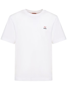 Missoni: Logo embroidery cotton jersey t-shirt - White - men_0 | Luisa Via Roma