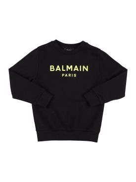 Balmain: Organic cotton sweatshirt - Black/Yellow - kids-boys_0 | Luisa Via Roma