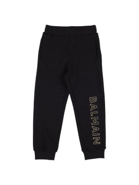 Balmain: Organic cotton sweatpants - Black - kids-boys_0 | Luisa Via Roma