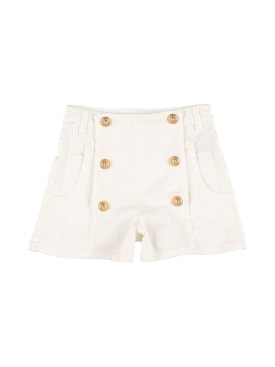 Balmain: Shorts aus Baumwollmischung - Weiß - kids-girls_0 | Luisa Via Roma