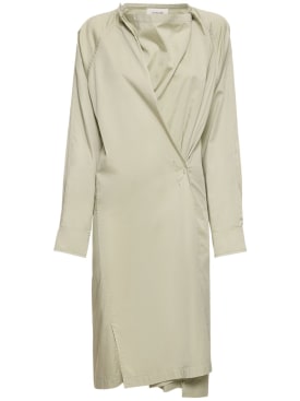 Lemaire: Robe chemise midi en coton - Sage - women_0 | Luisa Via Roma