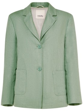 'S Max Mara: Socrates linen single breasted jacket - Green - women_0 | Luisa Via Roma