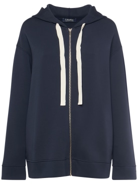 'S Max Mara: Zuai jersey logo zip hoodie - Navy - women_0 | Luisa Via Roma