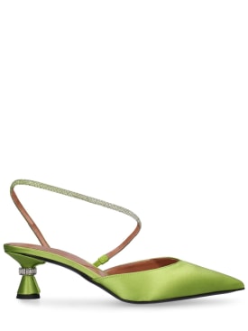 D'accori: 50毫米Saturn绸缎露跟穆勒鞋 - 绿色 - women_0 | Luisa Via Roma