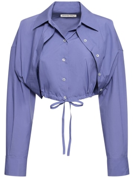 Alexander Wang: 双层棉质短款衬衫 - 紫色 - women_0 | Luisa Via Roma