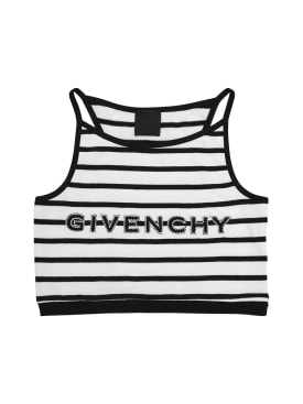 Givenchy: Striped cotton jersey tank top - Black/White - kids-girls_0 | Luisa Via Roma
