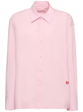 Alexander Wang: Button up cotton shirt w/ logo - Light Pink - women_0 | Luisa Via Roma
