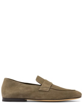 Officine Creative: Airto suede leather loafers - Lead - men_0 | Luisa Via Roma