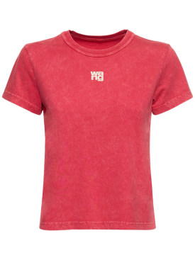 Alexander Wang: Essential shrunk cotton jersey t-shirt - Red - women_0 | Luisa Via Roma