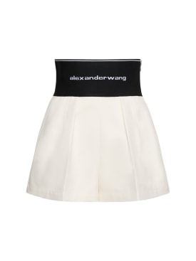 Alexander Wang: Shorts safari de algodón con logo - Blanco - women_0 | Luisa Via Roma