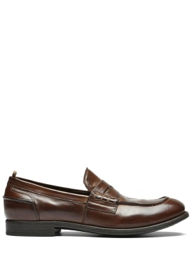 Officine Creative: Chronicle leather loafers - Cigar - men_0 | Luisa Via Roma