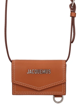 Jacquemus: Le Porte Azur leather wallet - Light Brown 2 - men_0 | Luisa Via Roma