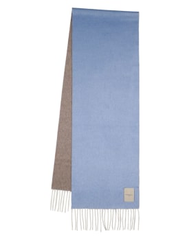 Piacenza Cashmere: Mirror silk & cashmere knit scarf - Blue/Beige - men_0 | Luisa Via Roma