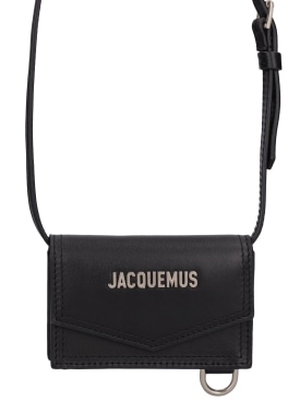 Jacquemus: Le Porte Azur皮革钱包 - 黑色 - men_0 | Luisa Via Roma