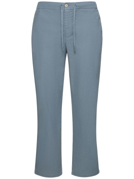 Frescobol Carioca: Pantalones chino de lino y algodón - Azul - men_0 | Luisa Via Roma