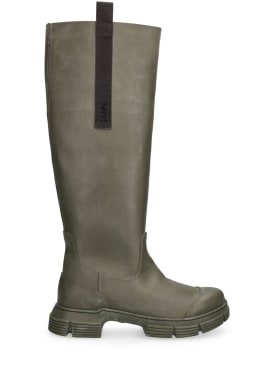GANNI: 45mm Tall rubber rain boots - Military Green - women_0 | Luisa Via Roma