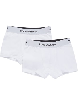 Dolce&Gabbana: Set of 2 logo cotton boxer briefs - White - kids-boys_0 | Luisa Via Roma