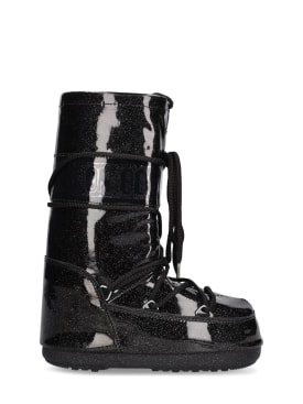 Moon Boot: Icon tall glitter nylon snow boots - Black - kids-girls_0 | Luisa Via Roma