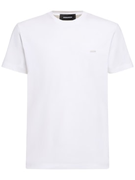 Dsquared2: Camiseta de jersey de algodón con logo - Blanco - men_0 | Luisa Via Roma