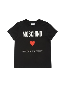 Moschino: Camiseta de algodón jersey - Negro - kids-girls_0 | Luisa Via Roma