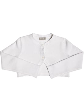 Il Gufo: Cotton knit cardigan w/lurex - White - kids-girls_0 | Luisa Via Roma
