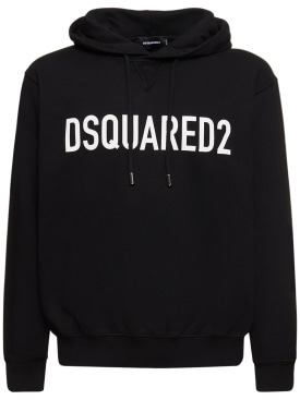 Dsquared2: Logo Cool Fit棉质连帽卫衣 - 黑色 - men_0 | Luisa Via Roma