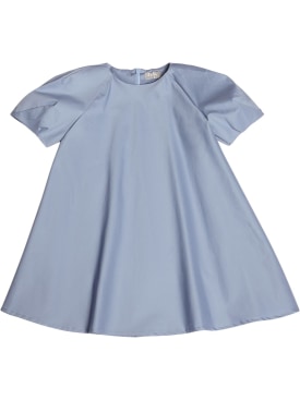 Il Gufo: Cotton poplin short sleeve dress - Light Blue - kids-girls_0 | Luisa Via Roma