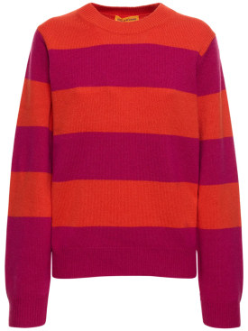 Guest In Residence: Striped cashmere crewneck sweater - Fuchsia/Red - women_0 | Luisa Via Roma