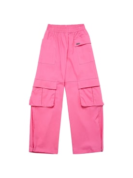 Monnalisa: Cotton blend levantine cargo pants - Pink - kids-girls_0 | Luisa Via Roma