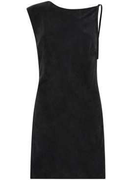 St. Agni: Vestido corto de lyocell drapeado - Negro - women_0 | Luisa Via Roma