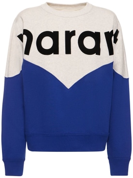 Marant Etoile: Houston logo jersey cotton sweatshirt - Light Blue/White - women_0 | Luisa Via Roma