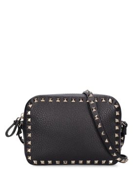 Valentino Garavani: Rockstud leather crossbody bag - Black - women_0 | Luisa Via Roma