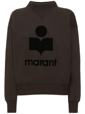 Marant Etoile: Pull-over en coton mélangé à logo Moby - Noir Délavé - women_0 | Luisa Via Roma