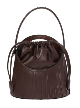 Etro: Medium Saturno fringes bucket bag - Cioccolato - women_0 | Luisa Via Roma