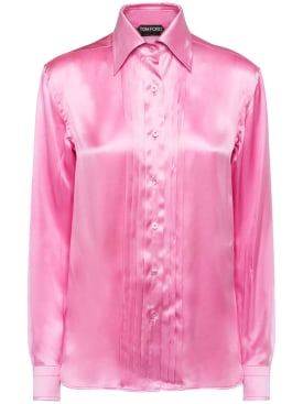 Tom Ford: Fluid charmeuse silk shirt - Pink - women_0 | Luisa Via Roma