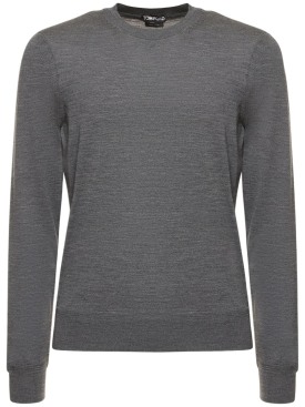 Tom Ford: Fine gauge wool knit crewneck sweater - Light Charcoal - men_0 | Luisa Via Roma