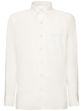 Tom Ford: 修身莱赛尔纤维衬衫 - 白色 - men_0 | Luisa Via Roma