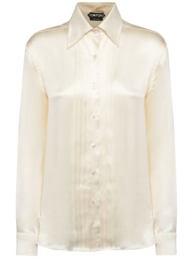 Tom Ford: Camisa de charmeuse seda - Blanco - women_0 | Luisa Via Roma
