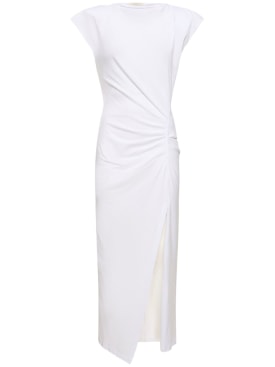 Isabel Marant: Nadela short sleeve cotton maxi dress - White - women_0 | Luisa Via Roma