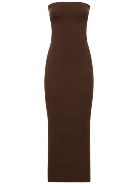 Wolford: Fatal strapless midi tube dress - Brown - women_0 | Luisa Via Roma