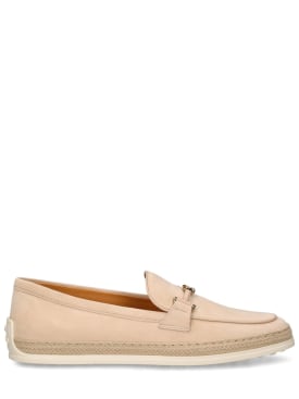 Tod's: T Ring suede & rubber loafers - Nude - women_0 | Luisa Via Roma