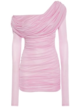 Blumarine: Jersey sablé one-shoulder mini dress - Pink - women_0 | Luisa Via Roma