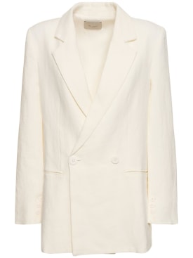St. Agni: Slit sleeve linen blazer - White - women_0 | Luisa Via Roma