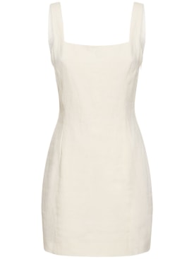 St. Agni: Square neck linen mini dress - White - women_0 | Luisa Via Roma